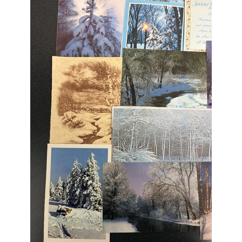 Vintage Christmas Cards Winter Snow Scenery  Fronts ONLY Scrapbooking Crafts 50+
